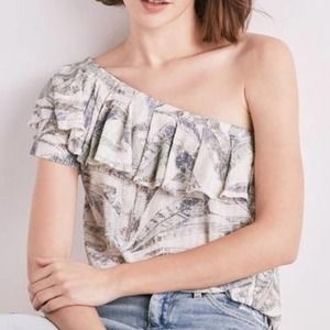 Lucky Brand NWT one-shoulder tropical linen top
